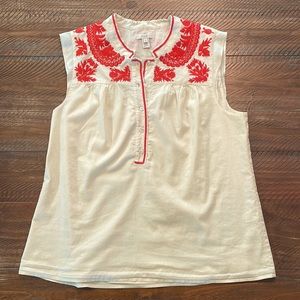 J.Crew Embroidered Peasant blouse size 14